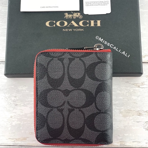 NWT COACH Medium Zip Around Wallet w/ Patch - Red - Picture 10 of 15